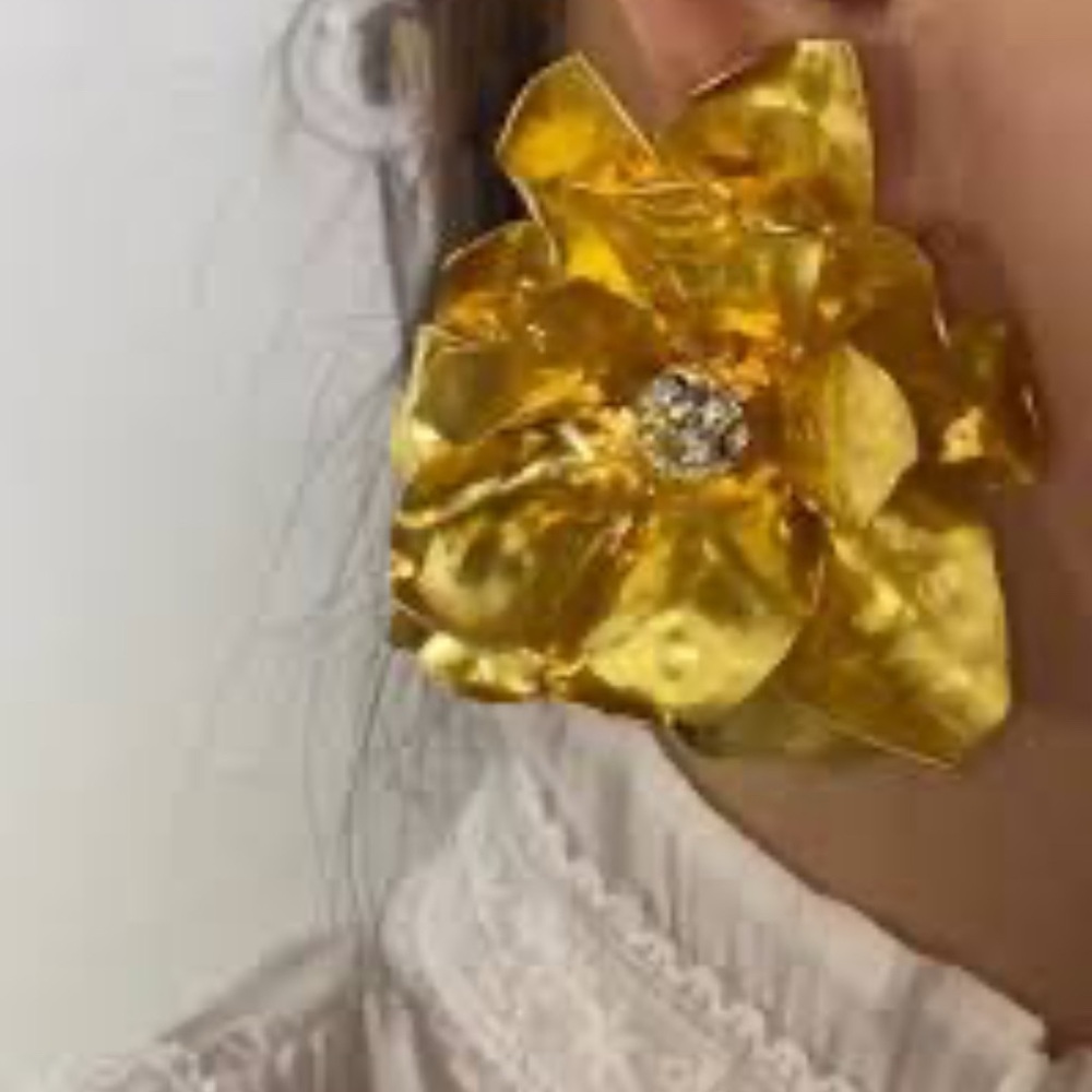 Gold Flower Statement Earrings